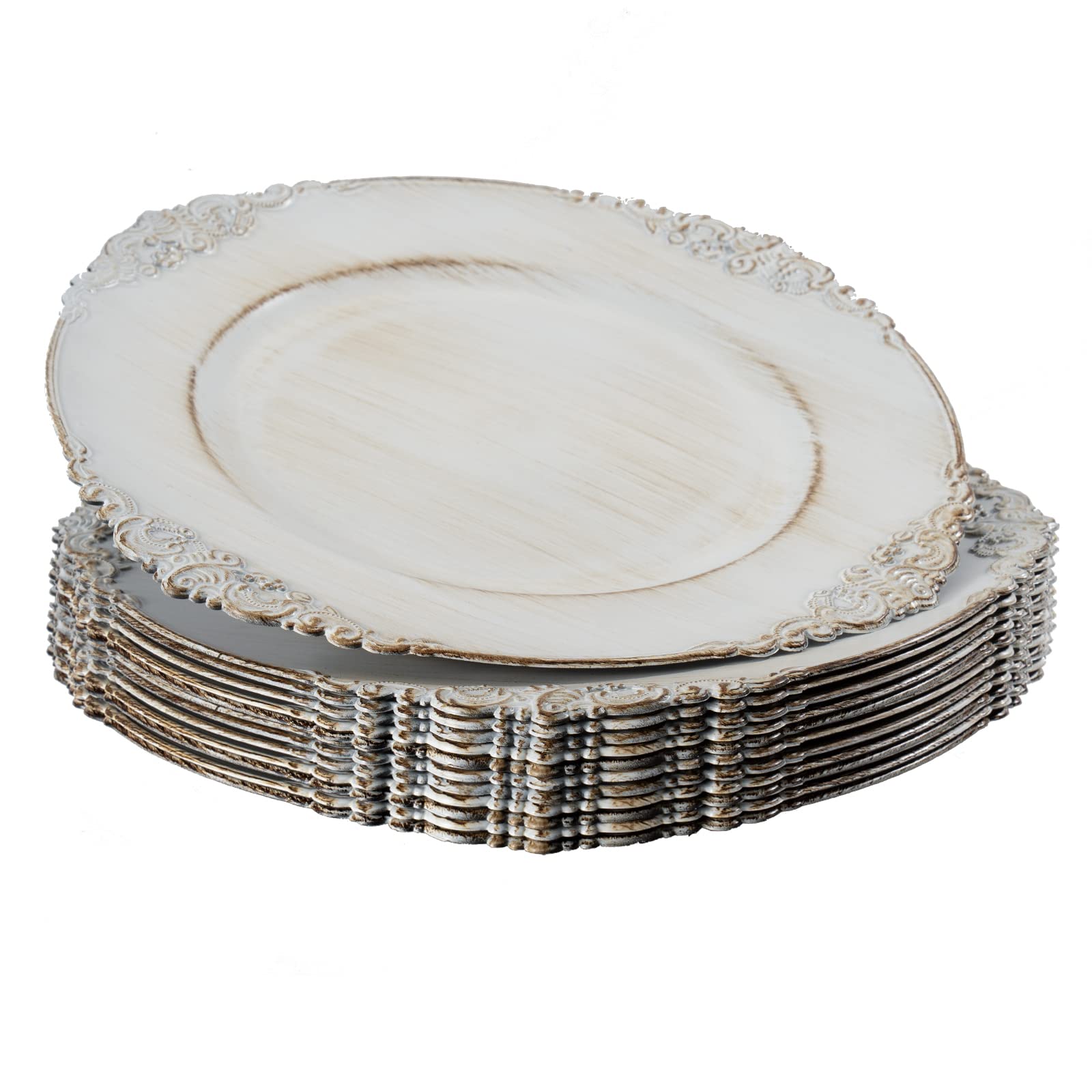 MAONAME Antique White Charger Plates Set of 12 - 13