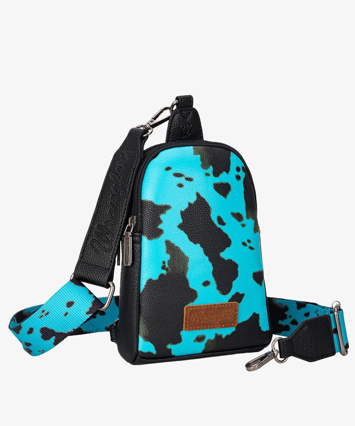 Wrangler Cow Print Sling Bag - Stylish Crossbody Shoulder Bag for Women & Men - Perfect for Travel, Hiking, and Everyday Use
