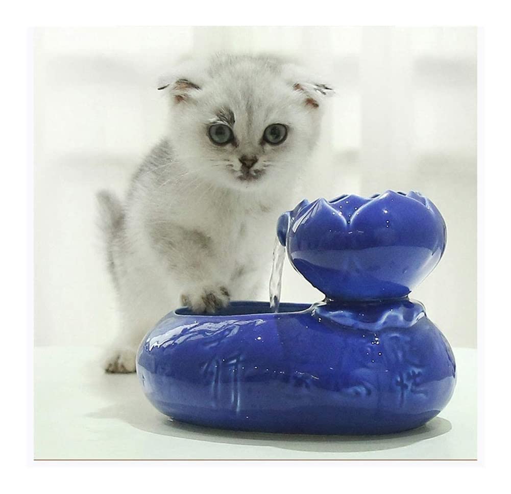 HAOKTSB Ceramic Pet Water Fountain - Ultra Quiet Automatic Cat & Dog Water Dispenser with Circulation for Fresh Drinking Water - Perfect for Home, Office, or Travel Use