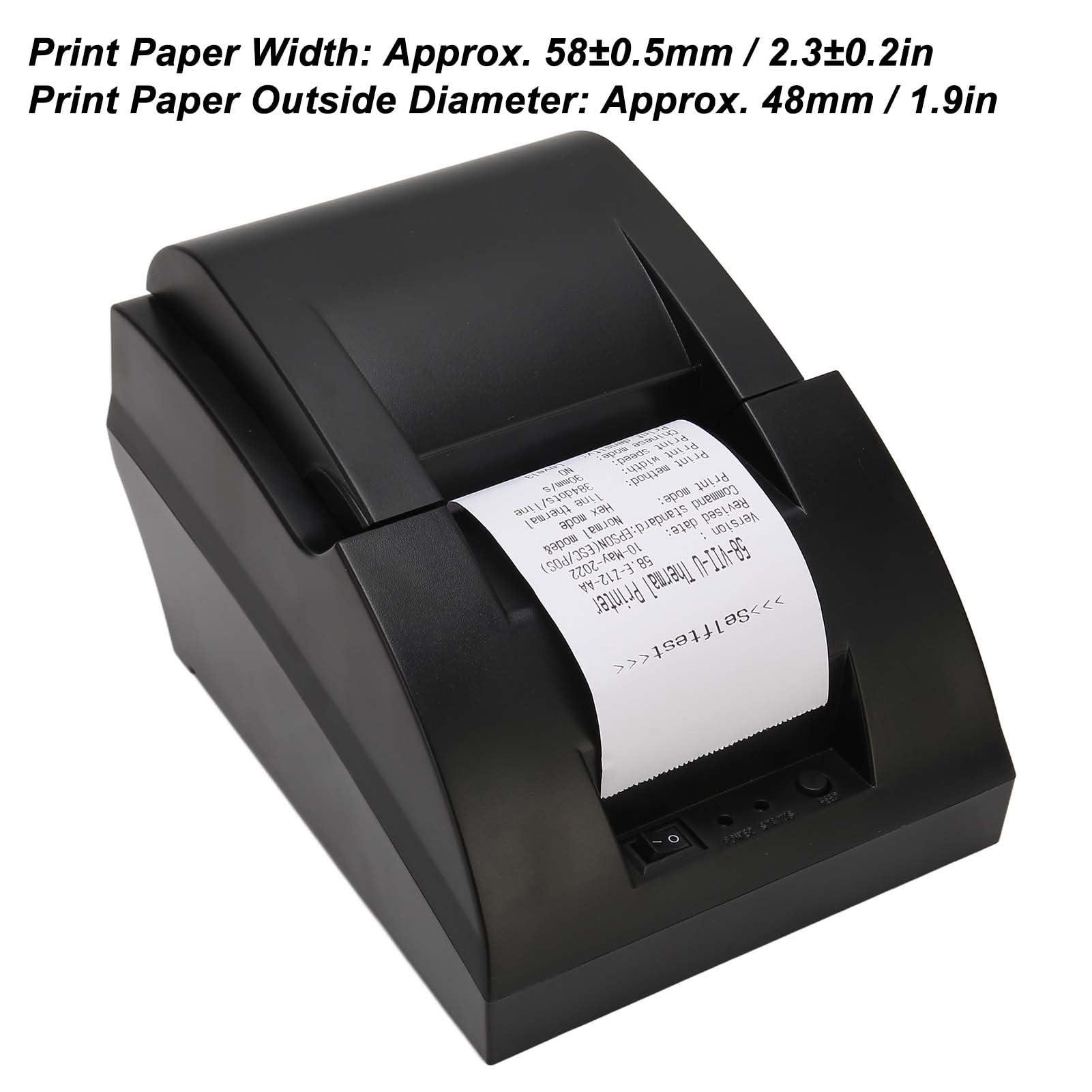 Kufoo 58mm Thermal Receipt Printer - 100-240V Low Power Consumption POS Printer with USB Port for Retail, Restaurant & Business Use (EU Plug)
