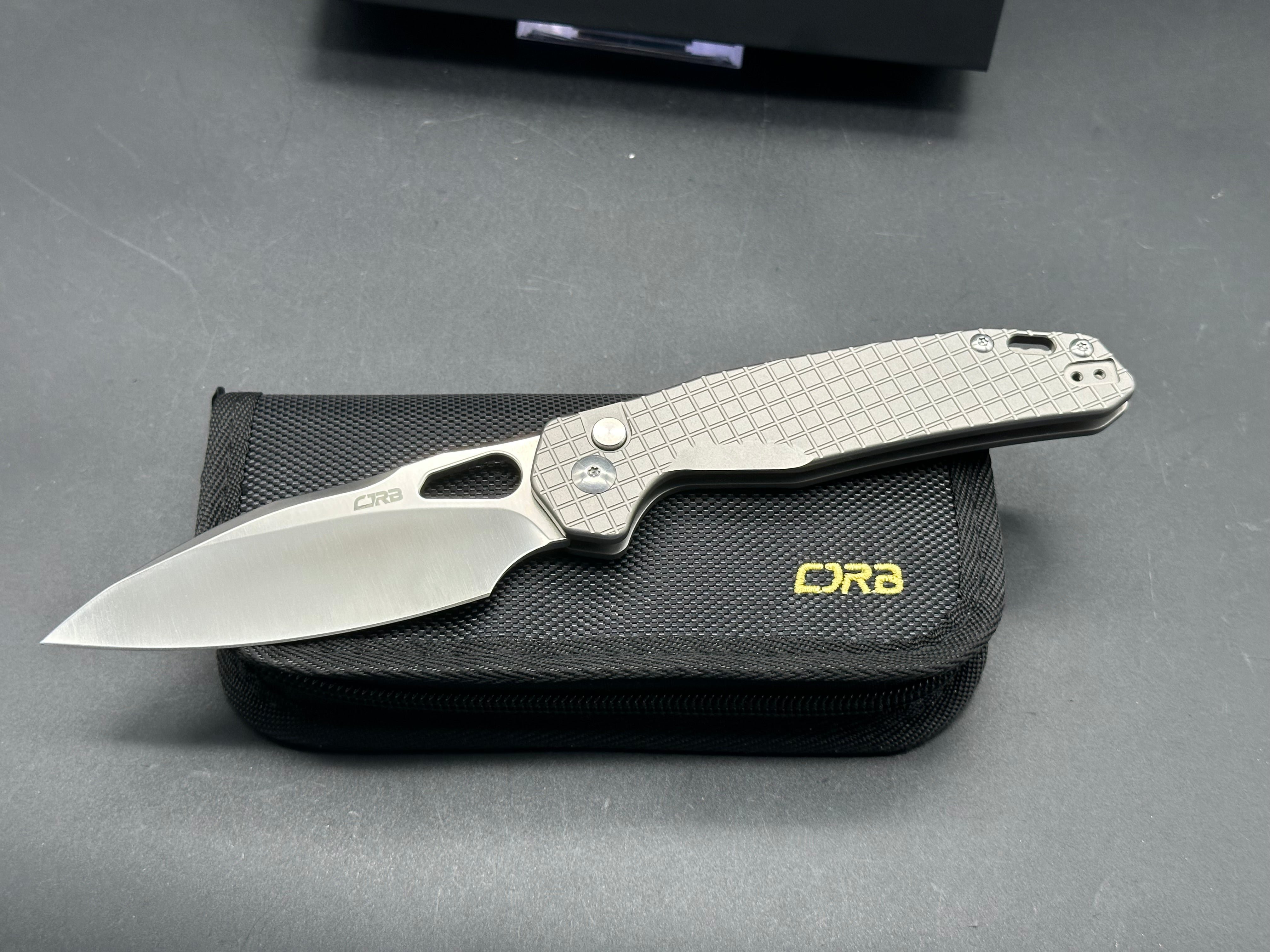 CJRB Frack Folding Knife - Titanium Frag Handle & S90V Satin Blade - EDC, Outdoor, Survival, Camping, Tactical Use