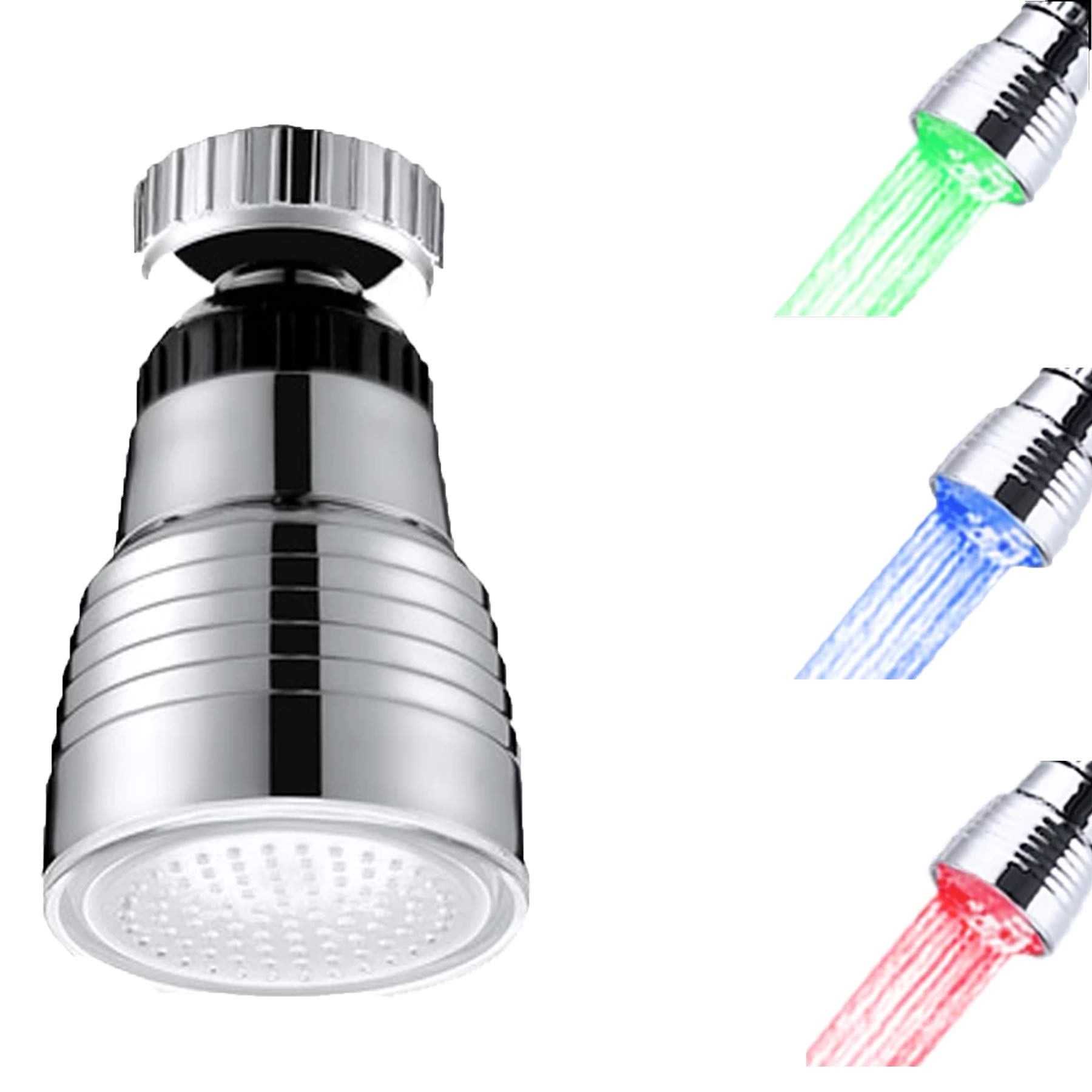 SNOMYRS 3-Color Temperature Sensitive LED Faucet Light - 360° Rotatable Color Changing Tap Light for Kitchen & Bathroom Sink - Gradient Night Light for Water Conservation & Decoration (2-Pack) - Perfect for Nighttime Navigation, Romantic Ambiance & Water-Saving Awareness