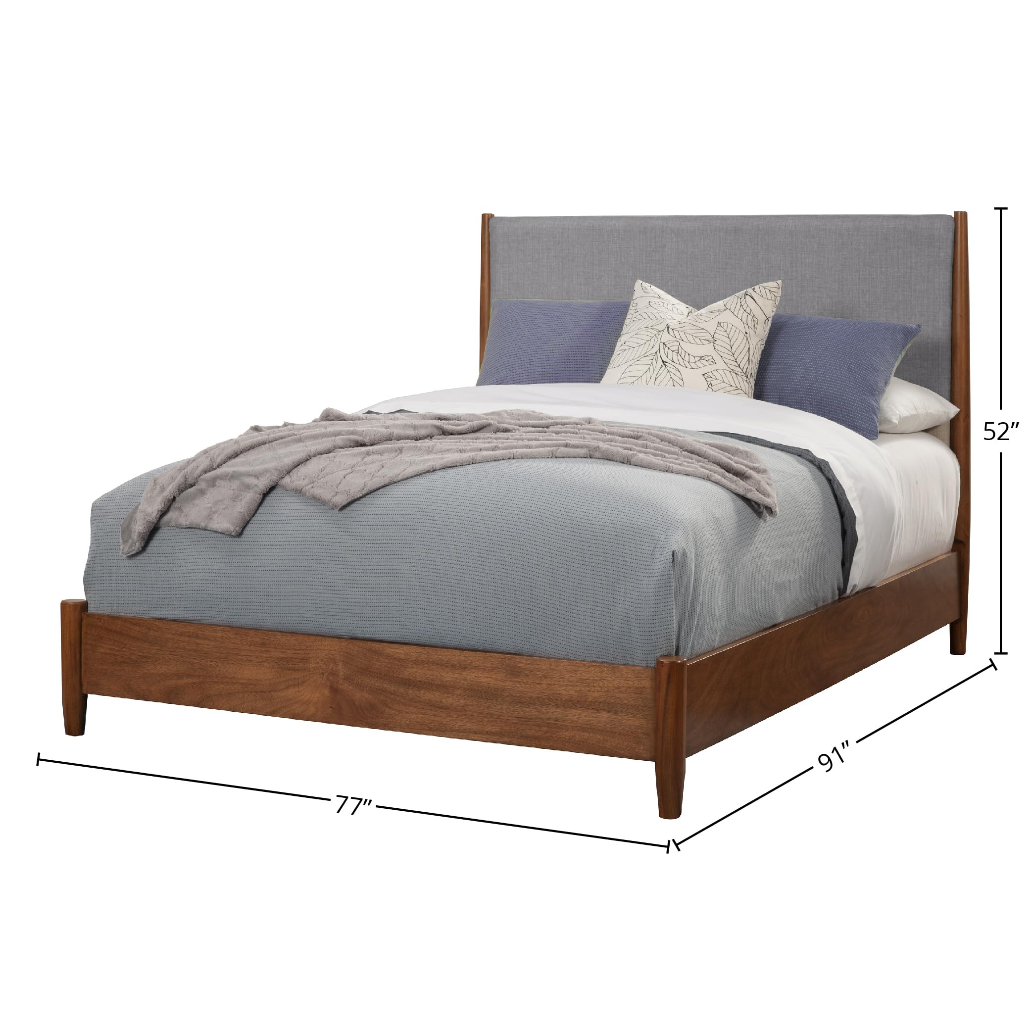 Alpine Flynn Platform Bed Frame - California King Size - Modern Grey Wooden Bed Base - Perfect for Master Bedrooms & Guest Rooms