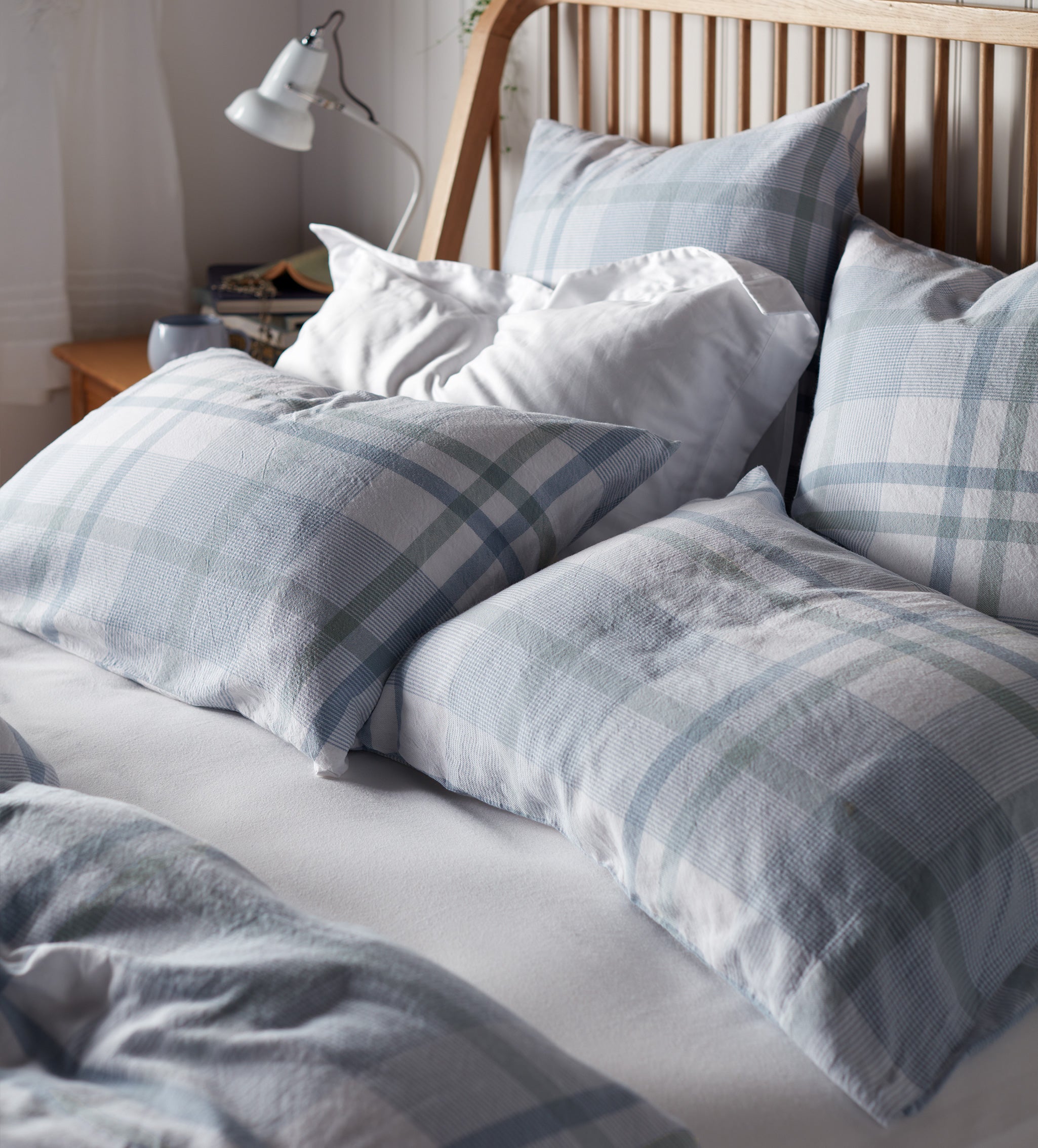 Lauren Check 100% Cotton Pillowcase Set - Soft & Breathable Bedding for Home, Hotel, and Travel Use