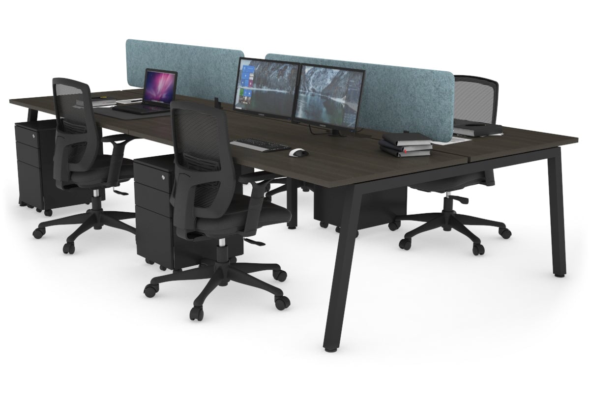 Quadro 4-Person Office Workstation Desk - 1400L x 700W Dimensions - Perfect for Team Collaboration, Open Office Spaces & Coworking Environments