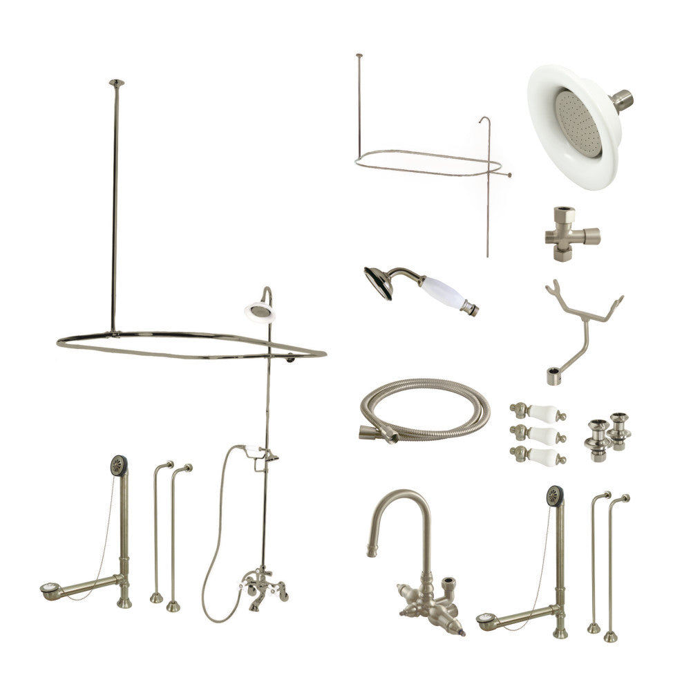 Kingston Brass CCK2142PL Vintage High Arc Gooseneck Clawfoot Tub Faucet Set - Antique Brass Finish for Classic Bathroom Decor | Perfect for Freestanding Bathtubs & Victorian Style Bathrooms