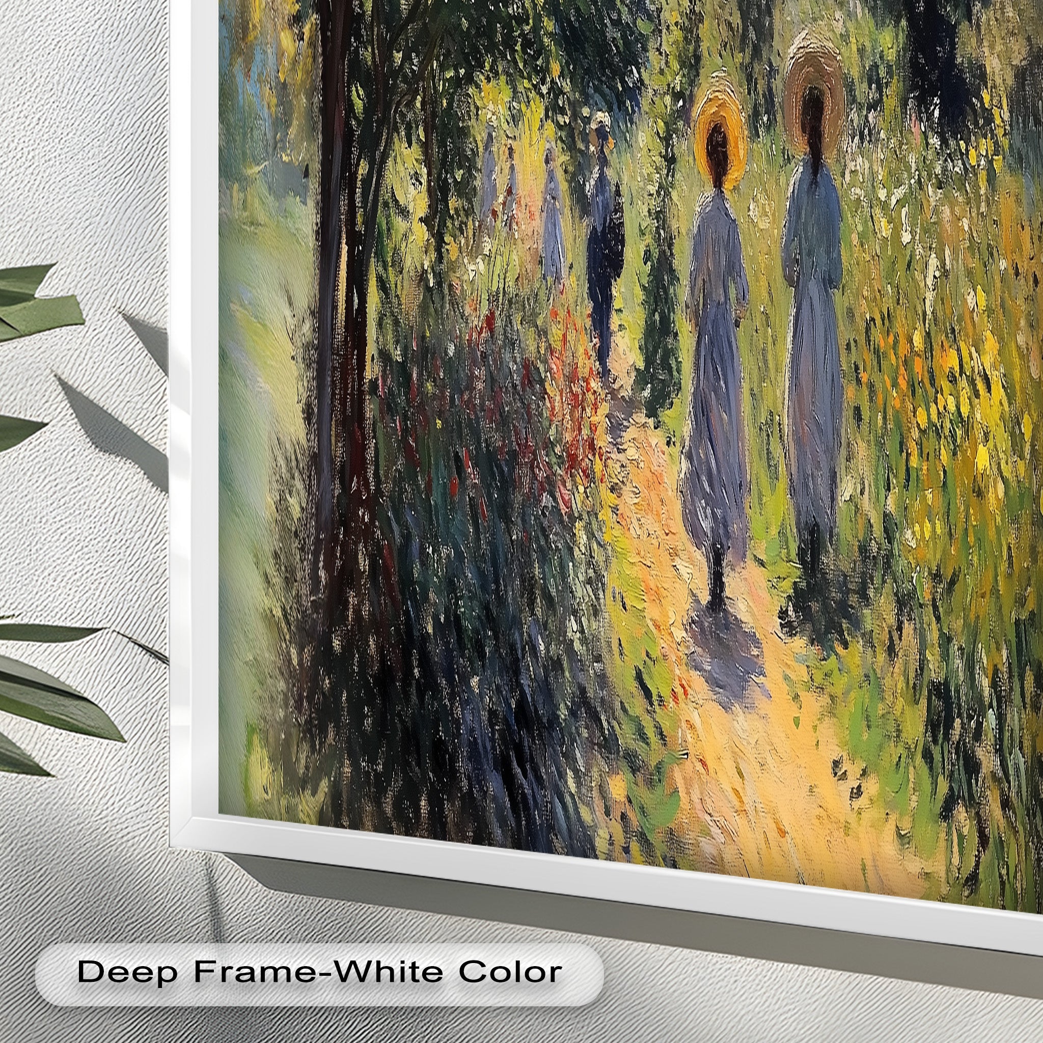 Afternoon Stroll - Sun Dappled Garden Walk Oil Painting Wall Art - Hand Painted Landscape Canvas for Living Room, Bedroom Decor - Perfect Gift for Home & Office
