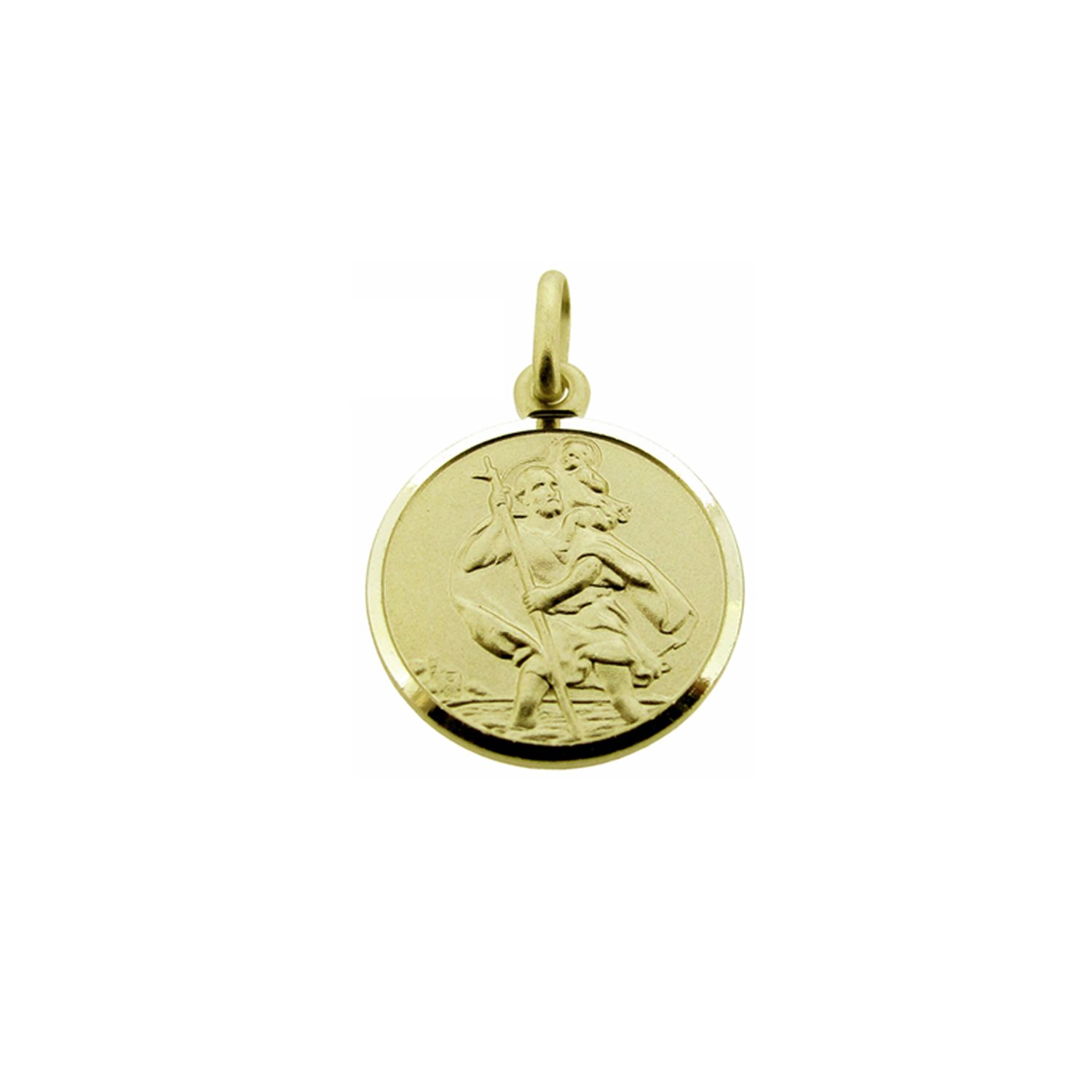 9ct Yellow Gold St Christopher Pendant for Boys - 10mm Round Religious Jewelry with Optional Chain & Gift Box - Perfect for Baptisms, First Communions & Meaningful Gifts