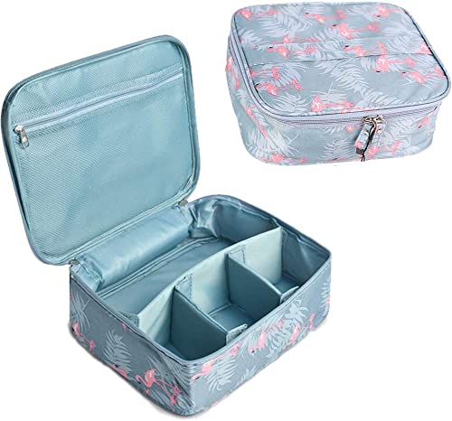 VAALZEE Portable Travel Makeup Bag with Compartments - Waterproof Cosmetic Organizer for Brushes, Toiletries & Beauty Essentials - Perfect for Travel, Gym & Daily Use (Blue)