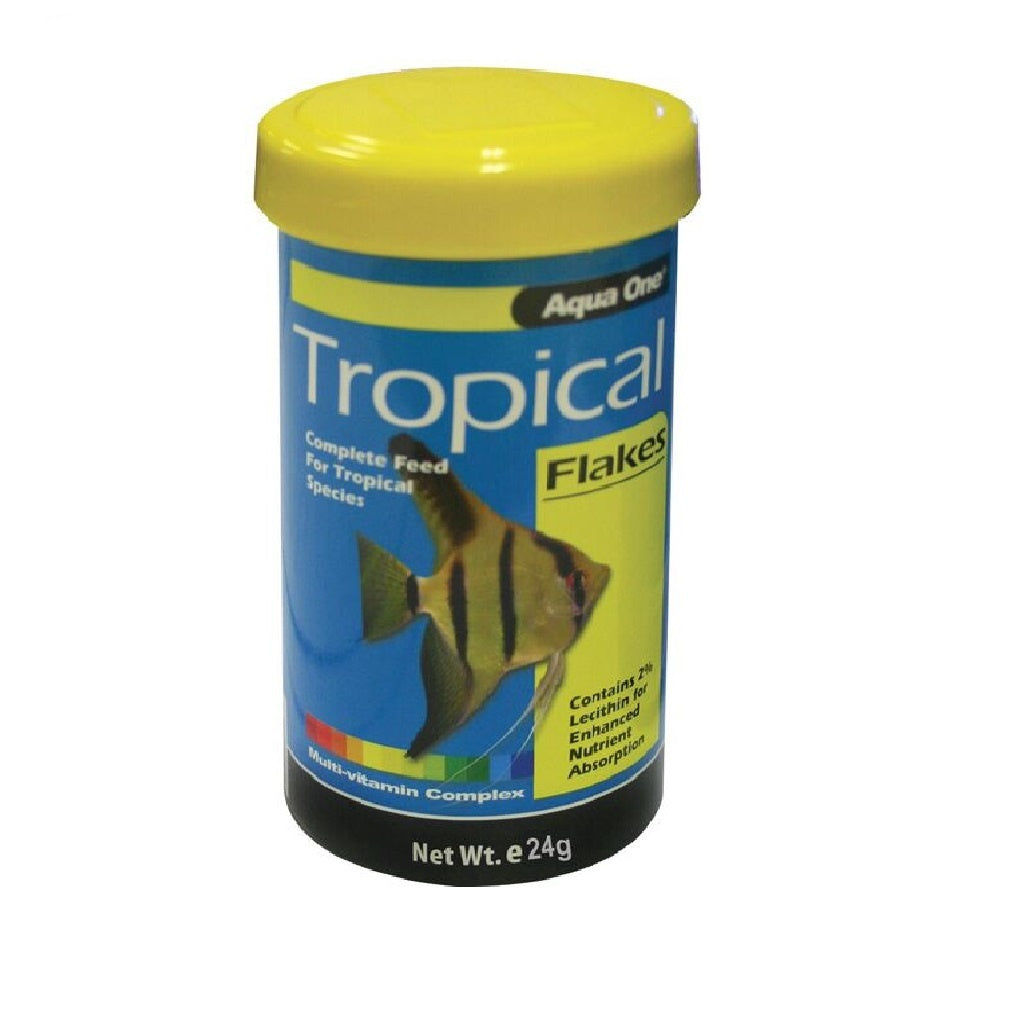 Aqua One Tropical Fish Flakes 24g - Premium Food for Freshwater & Tropical Fish - Ideal for Daily Feeding & Nutrition Enhancement