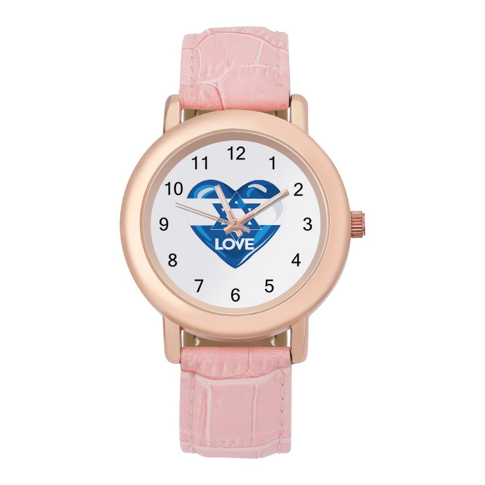 Israel Themed Women's Watch - Genuine Leather Strap Classic Quartz Wristwatch with Elegant Bracelet Design for Travel, Work & Everyday Wear | Perfect Gift for Jewish Holidays & Special Occasions