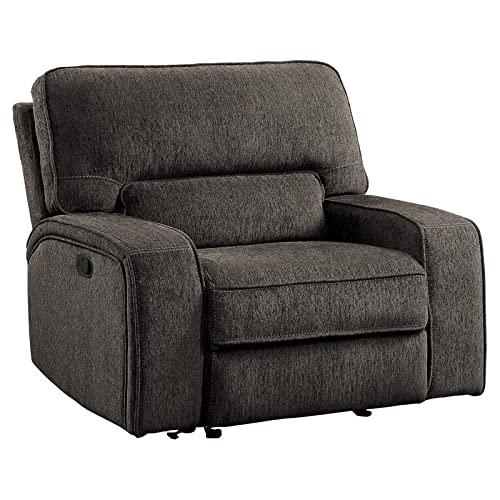 Pemberly Row Traditional Chenille Recliner Chair in Chocolate Brown - Comfortable Living Room Furniture for Relaxing & Watching TV