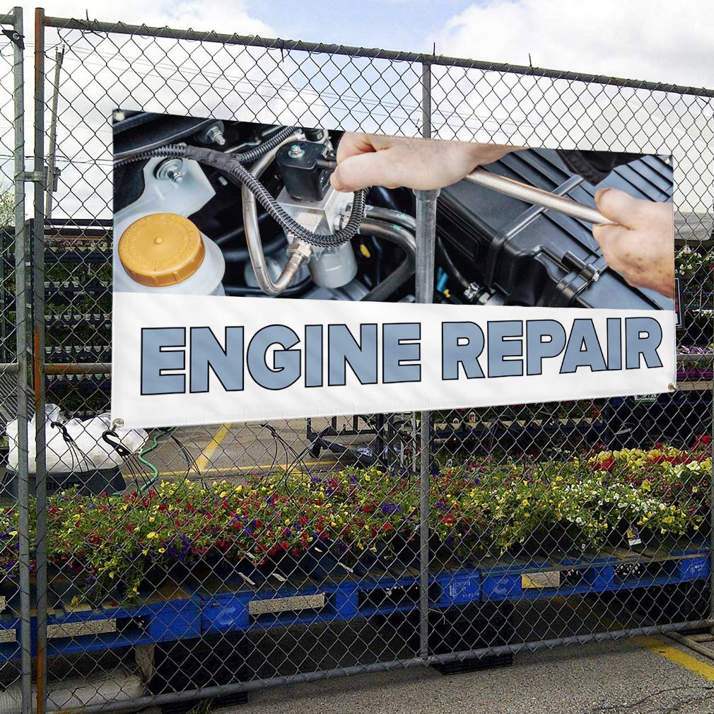 Vinyl Banner - Multiple Sizes (60x144 Inches) for Engine Repair & Outdoor Advertising | Weatherproof Automotive & Industrial Yard Signs with 10 Grommets | Perfect for Car Shops, Construction Sites & Business Promotions