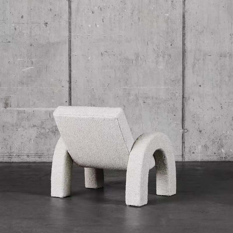 U-Shaped White Boucle Sherpa Accent Chair with Backrest - Modern Comfort for Living Room, Bedroom & Office - Cozy Reading Nook & Lounge Seating