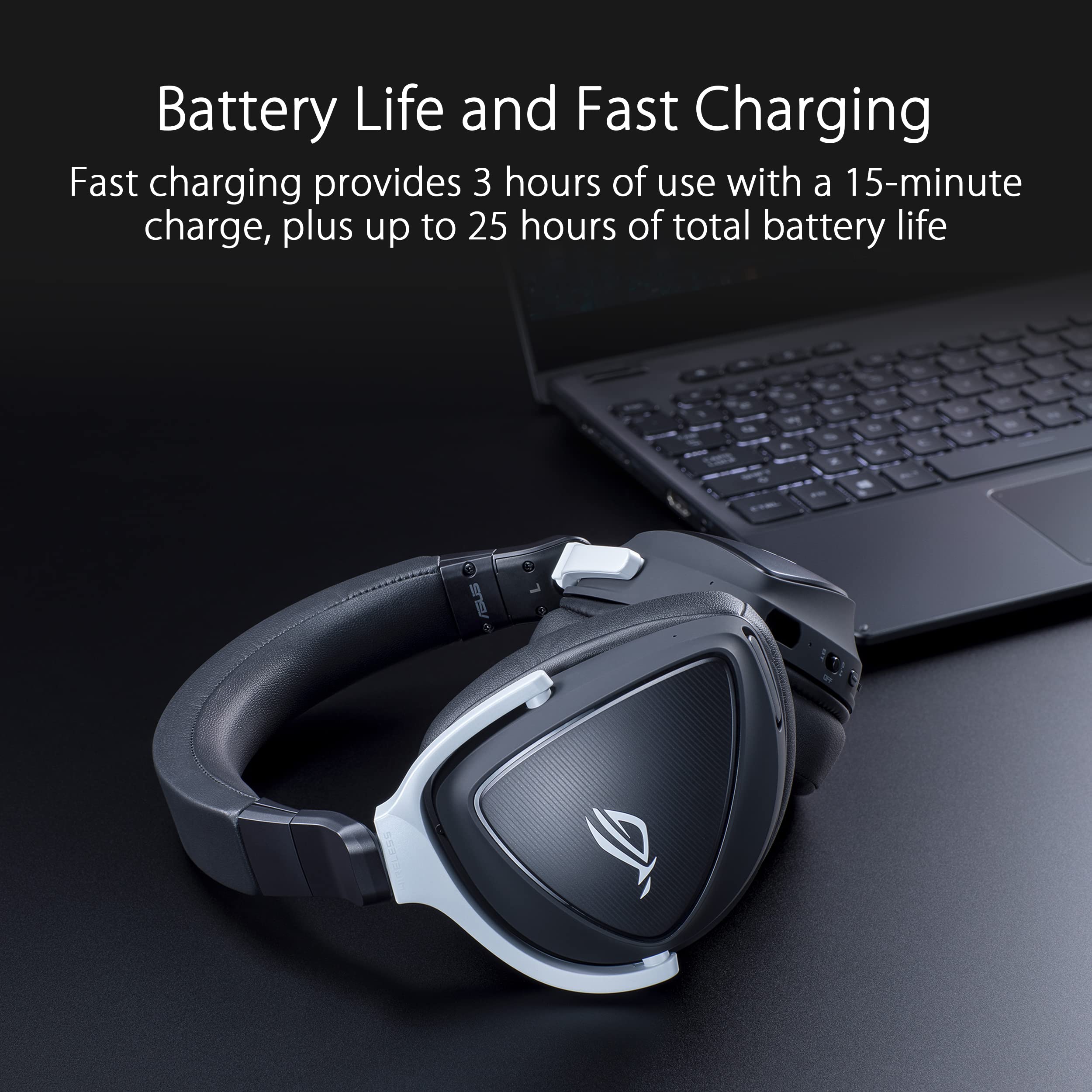 ASUS ROG Delta S Wireless Gaming Headset - 50mm Drivers, AI Beamforming Mic, Low-Latency Bluetooth, USB-C, 25hr Battery, IPX4 Waterproof - Premium Black Headphones for PC, PS5, Xbox & Mobile Gaming