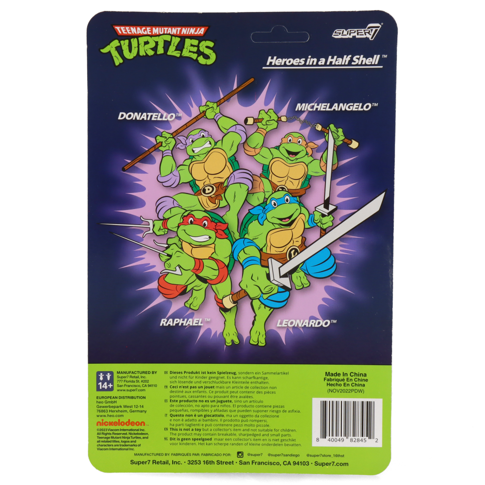 Donatello TMNT Ninja Turtles ReAction Figure - Collectible Action Figure for Fans, Display & Play | Perfect for TMNT Collections, Gifts & Home Decor