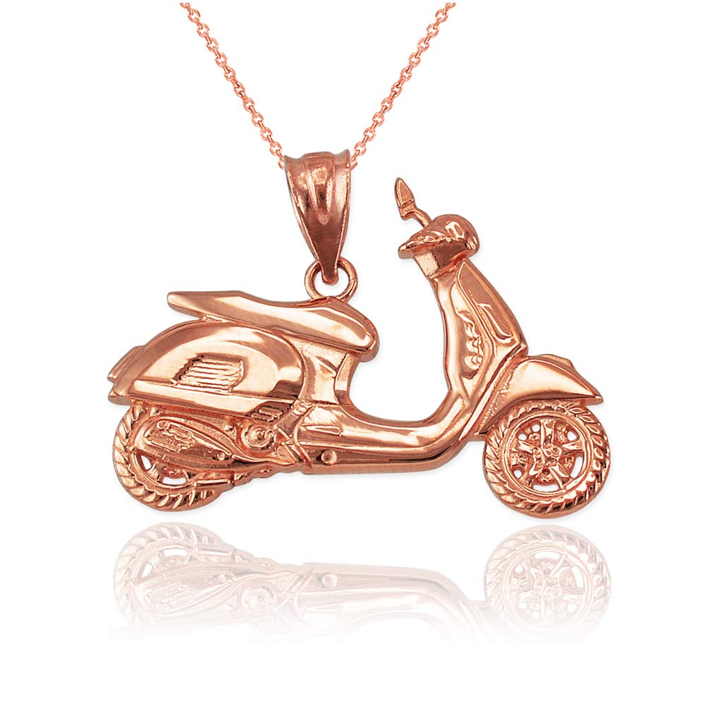 14K Rose Gold Scooter Bike Pendant Necklace for Women - Dainty Cycling Jewelry Gift for Bikers, Cyclists & Scooter Enthusiasts - Perfect for Everyday Wear, Sports & Outdoor Adventures
