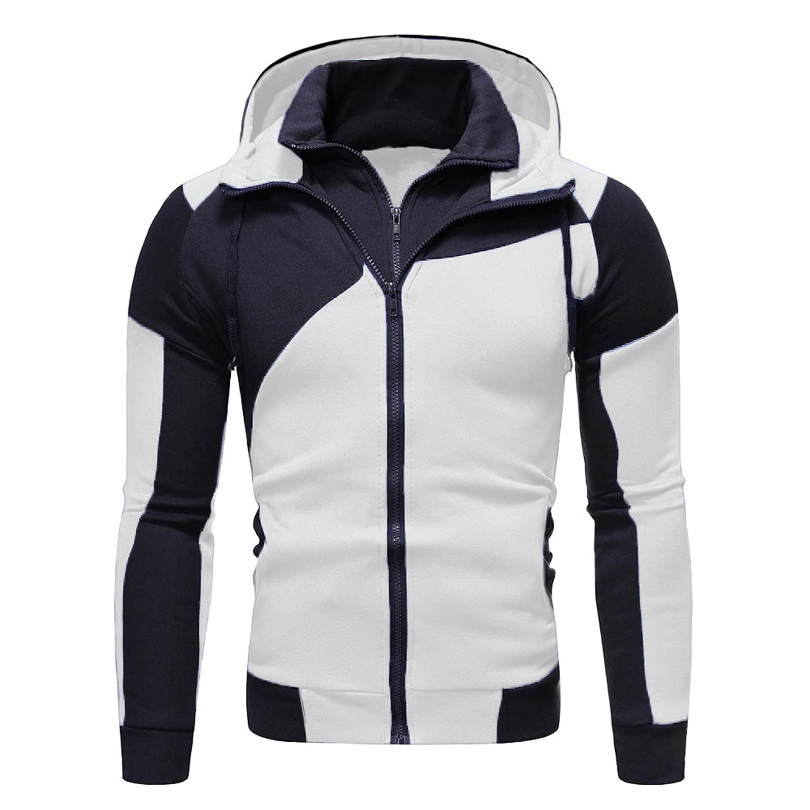 Men's 2-Piece Fake Sports Sweatshirt Set - Long Sleeve Zip Up Hooded Jacket & Pants | Gym, Running, Casual Wear | Athletic Outfit for Workout & Street Style