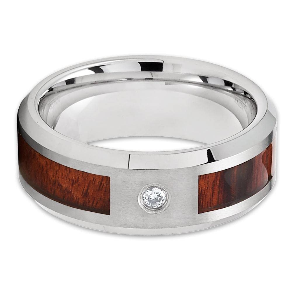 Premium Koa Wood & Tungsten Wedding Ring Set - 8mm Comfort Fit Band for Men & Women - Perfect for Outdoor, Beach & Rustic Weddings