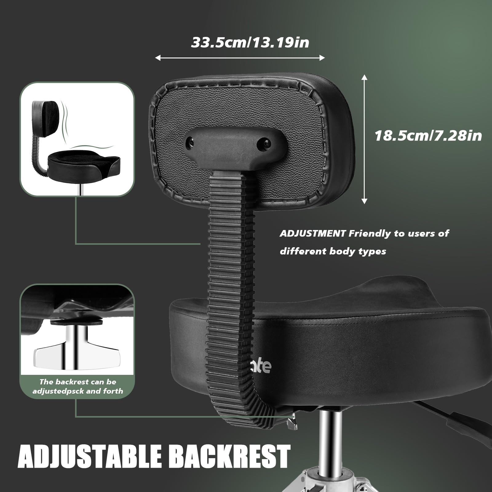 Heavy Duty Drum Throne with Backrest - Rotatable Airlift Drum Stool Seat, Square Style Drum Chair for Adult Drummers (Black) | Perfect for Drum Practice, Live Performances & Studio Recording Sessions
