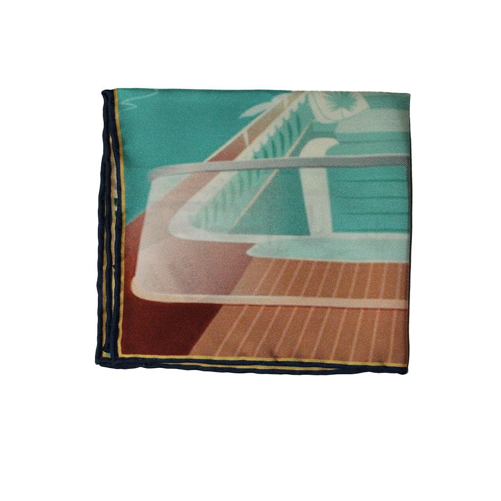 HEMLEY Yacht Drive Silk Pocket Square - Premium Men's Fashion Accessory for Formal Events, Weddings & Business Occasions