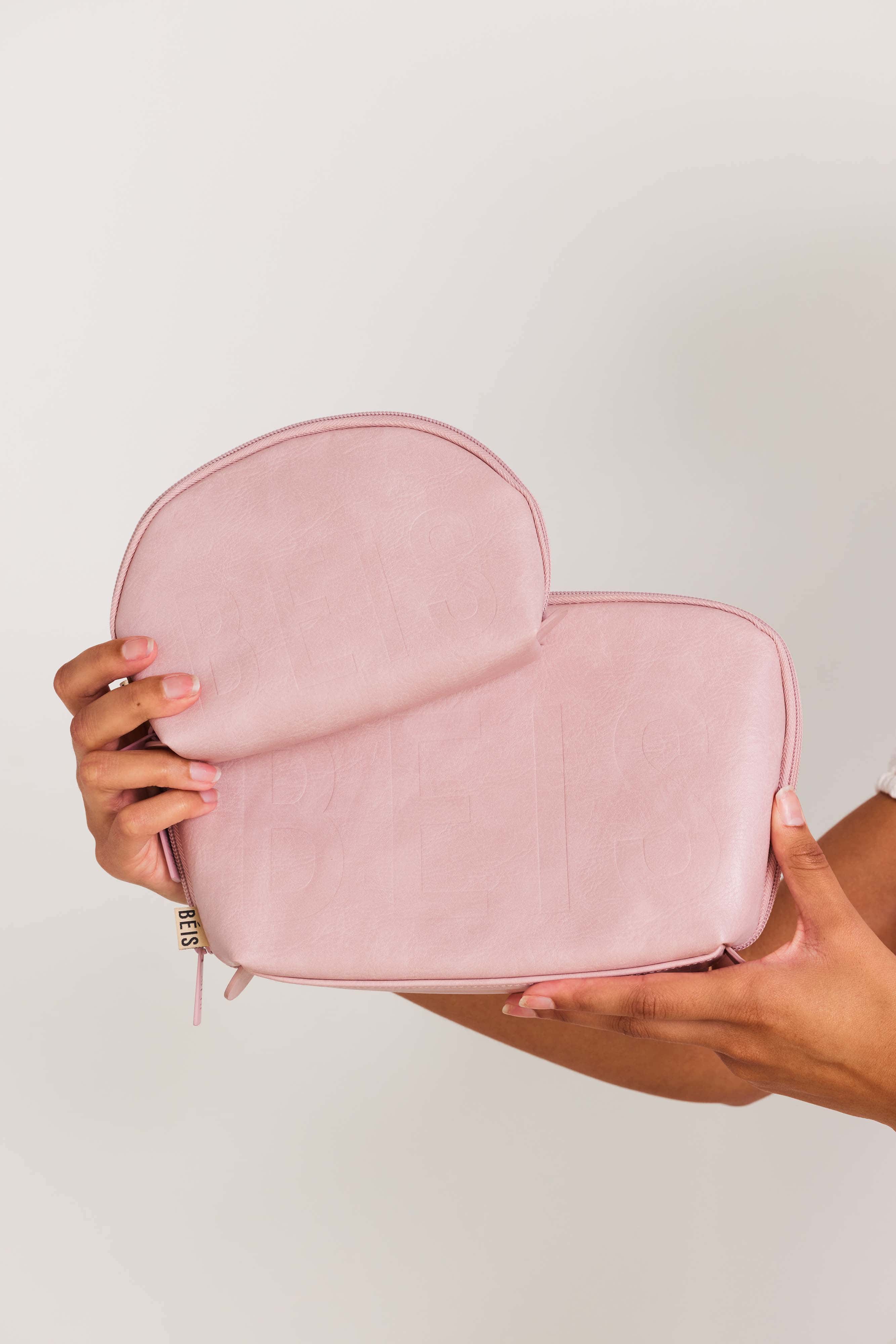 Premium Atlas Pink Cosmetic Pouch Set - Travel Makeup Organizer for Women | Waterproof & Durable Beauty Case for Toiletries, Brushes & Essentials