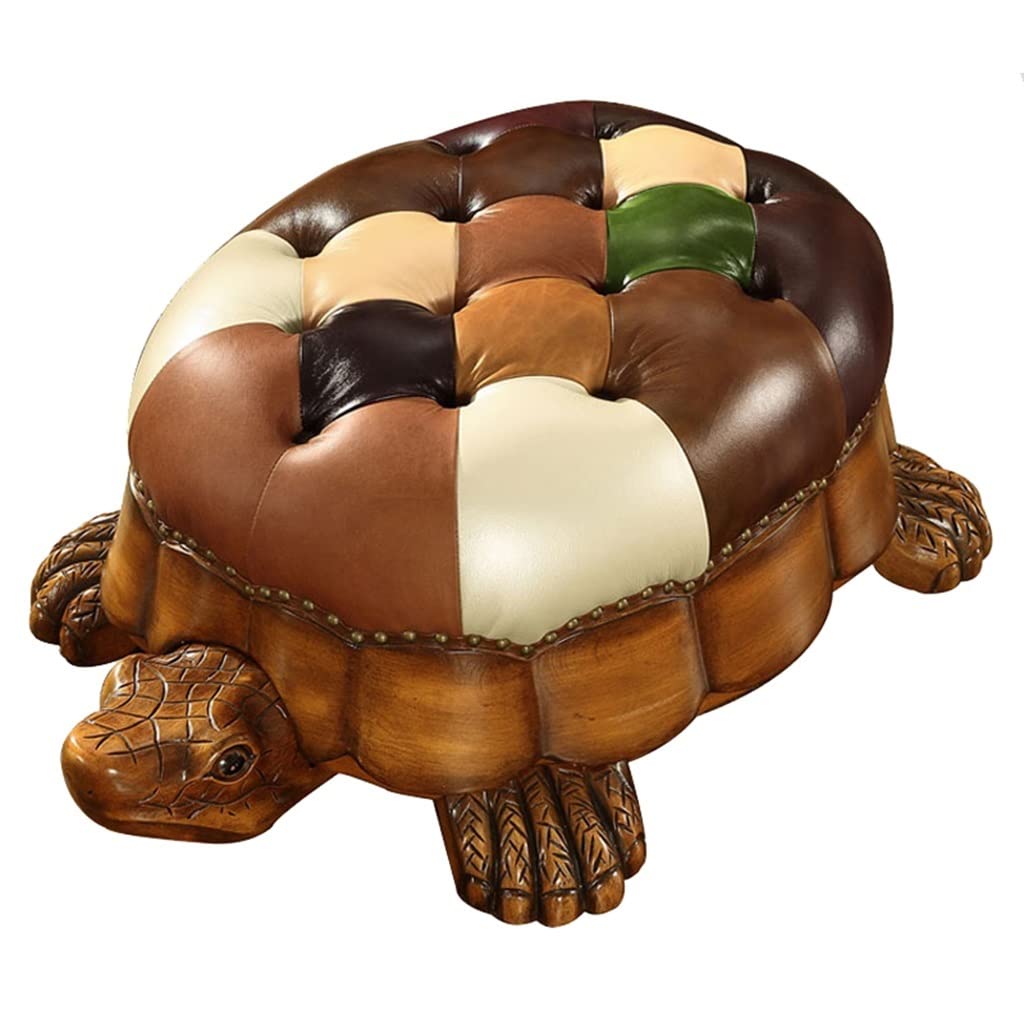 **Wooden Footstool Ottoman with Leather Upholstery & Wheels - Multi-Colored Accent Furniture for Living Room, Bedroom, Porch & Patio - Perfect for Extra Seating, Footrest & Home Decor**