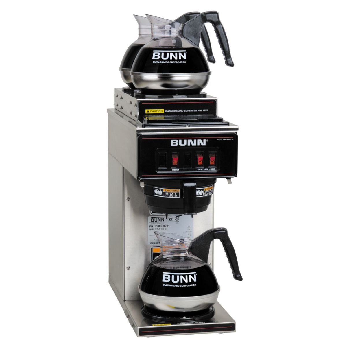 Bunn VP17-3 Pourover Coffee Brewer with 3 Warmers - 60 Cups/Hour Commercial Coffee Maker for Restaurants, Offices & Catering Events