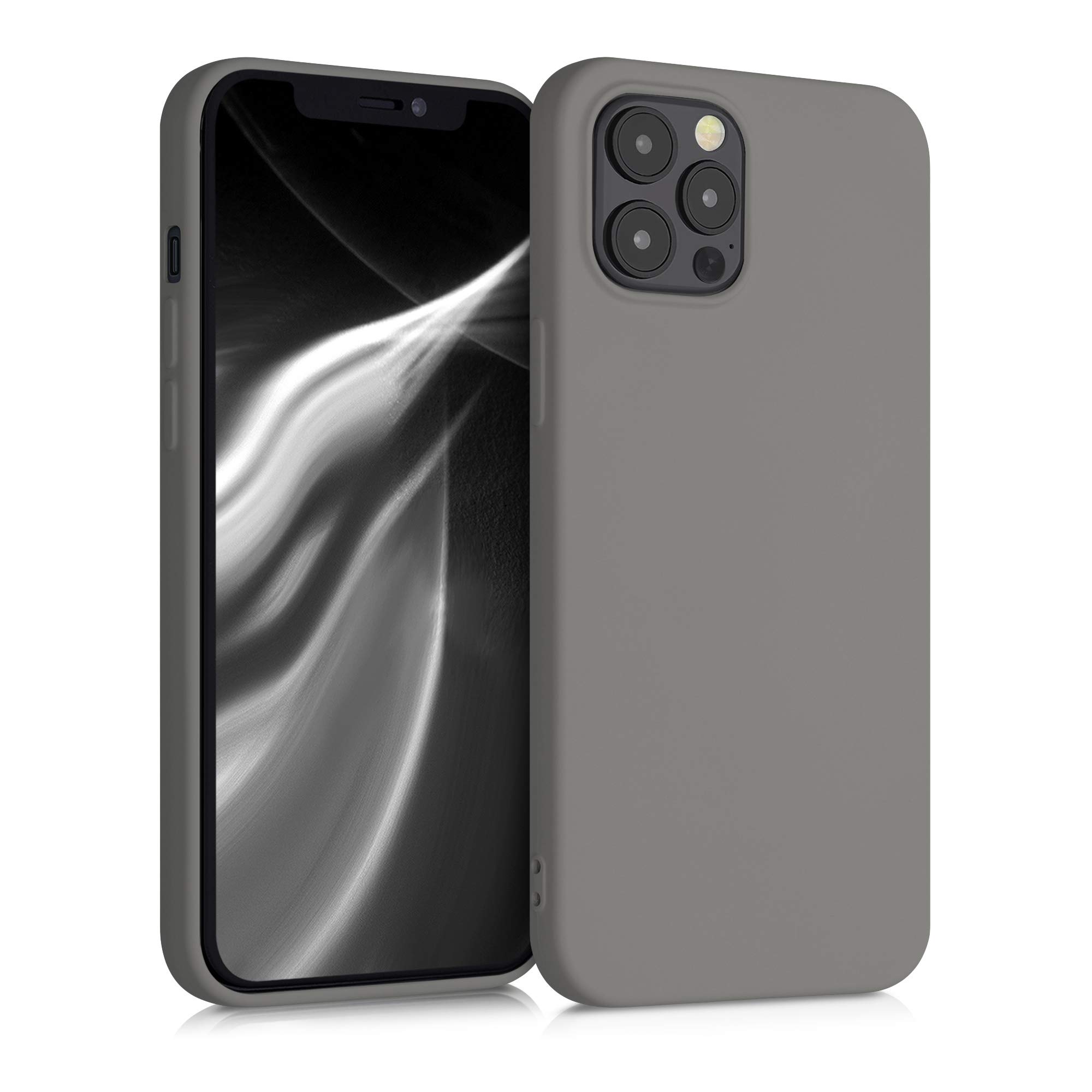 kwmobile Slim Protective TPU Silicone Case for Apple iPhone 12 Pro Max - Shockproof Phone Cover with Stone Dust Design - Perfect for Everyday Use, Travel & Outdoor Activities