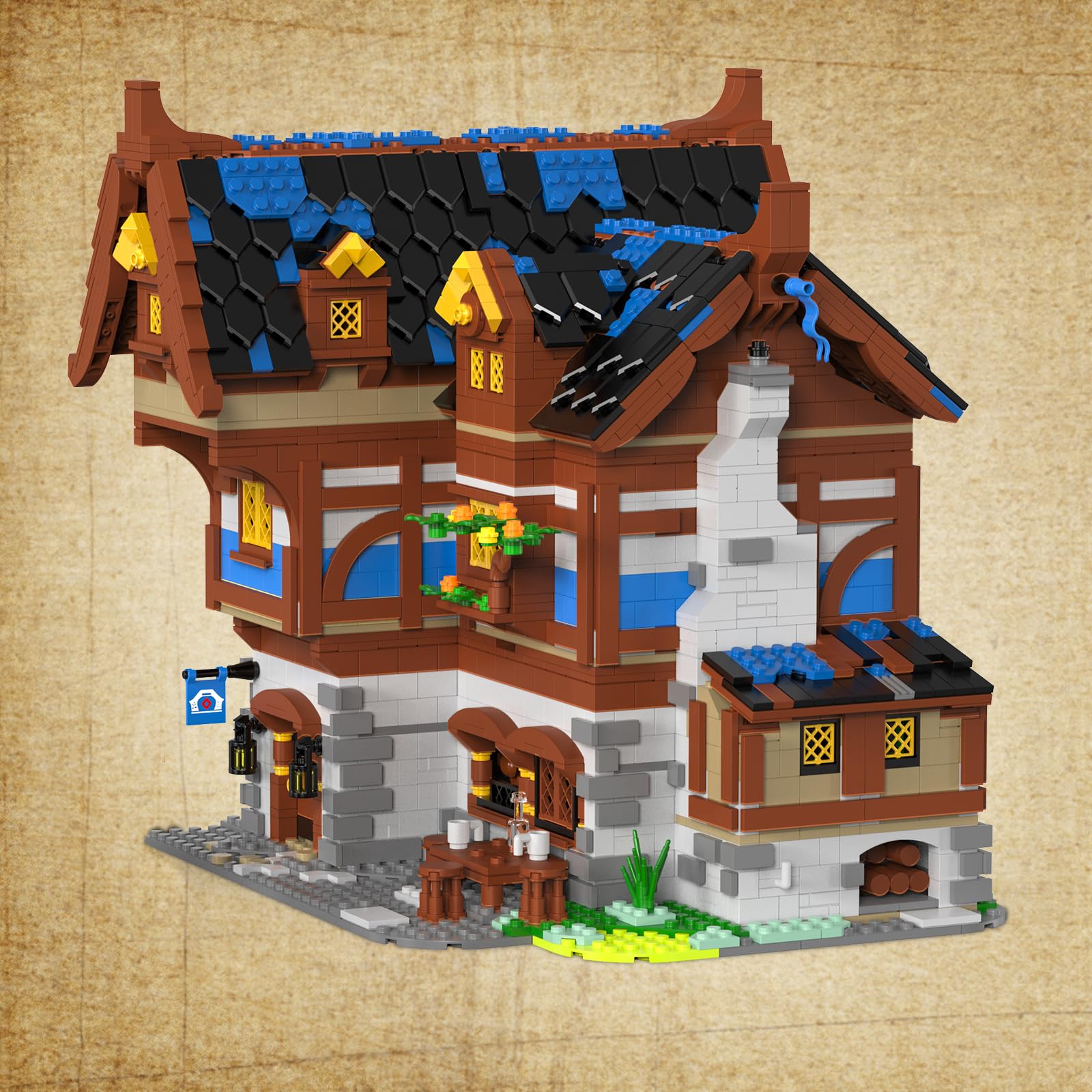 JMBricklayer Medieval 30108 House Building Set for Adults - Creative Tavern Castle Construction Toy, Collectible Display Model Kit | Perfect Gift for Boys, Girls & Adults | Office Decor, Room Display & Medieval-Themed Party Decoration
