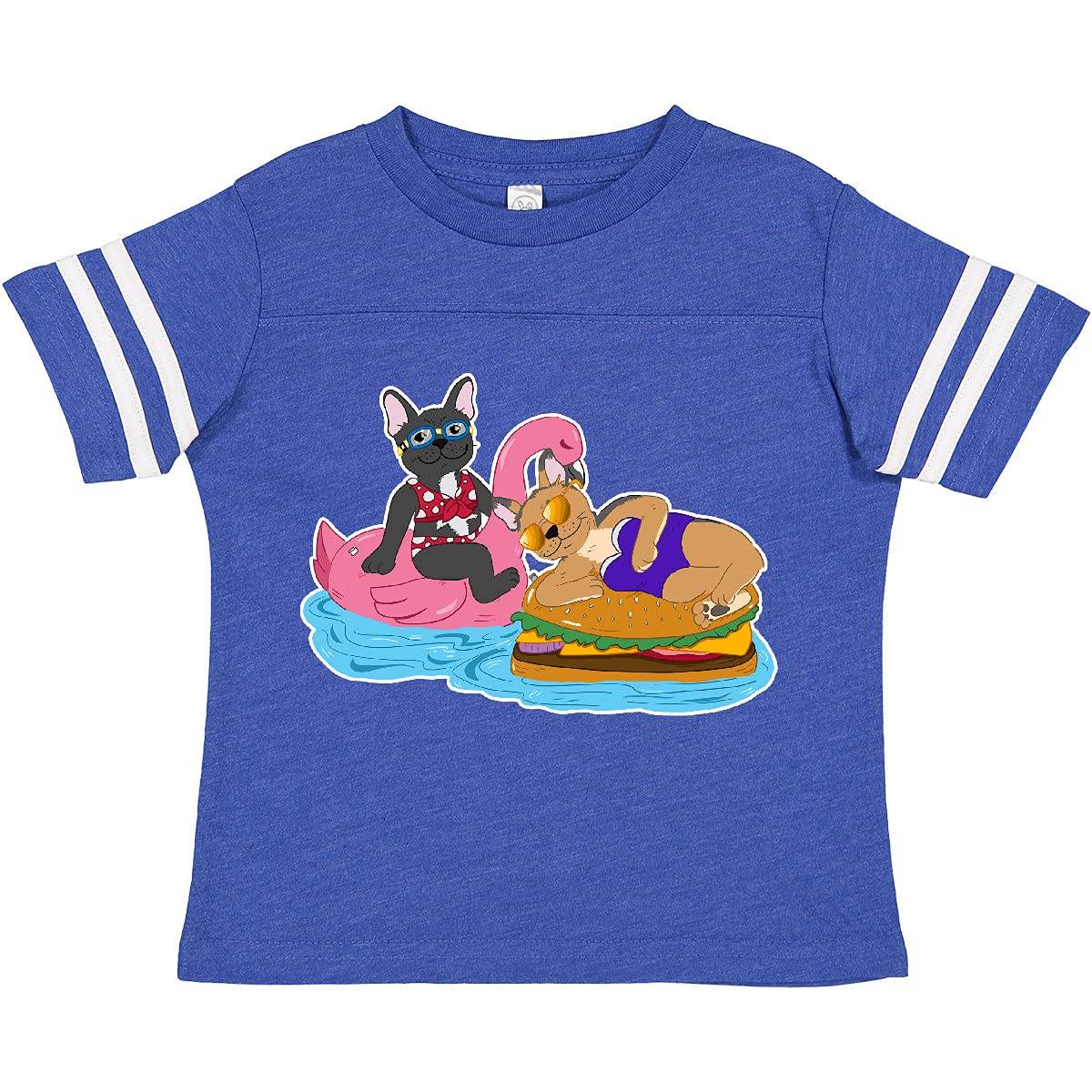 Inktastic Cute French Bulldogs Toddler T-Shirt for Boys & Girls - Soft Cotton Summer Pool Floaties Outfit - Perfect for Beach, Swimming, and Outdoor Activities