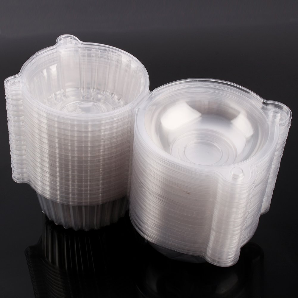 100pcs Clear Plastic Cupcake Boxes with Lids - Individual Dome Containers for Muffins, Cake Pops & Desserts - Perfect for Bakery, Party Favors & Gift Packaging