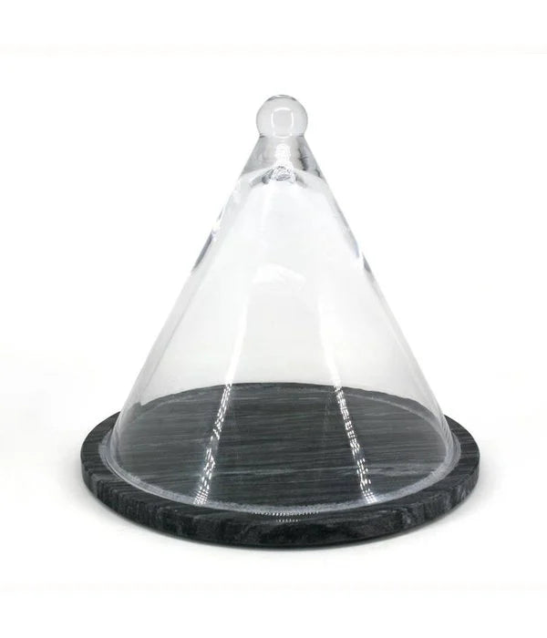 Natural Marble Cheese Board with Glass Dome - Elegant Serving Tray for Charcuterie, Wine & Entertaining - Perfect for Dinner Parties, Gifts & Home Decor