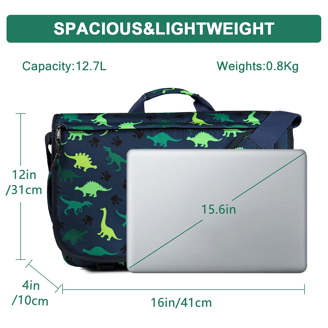 VASCHY Kids Messenger Bag - 15.6 Inch Cute Laptop Crossbody School Backpack for Boys, Girls, Teens & Women - Perfect for School, Travel & Daily Use