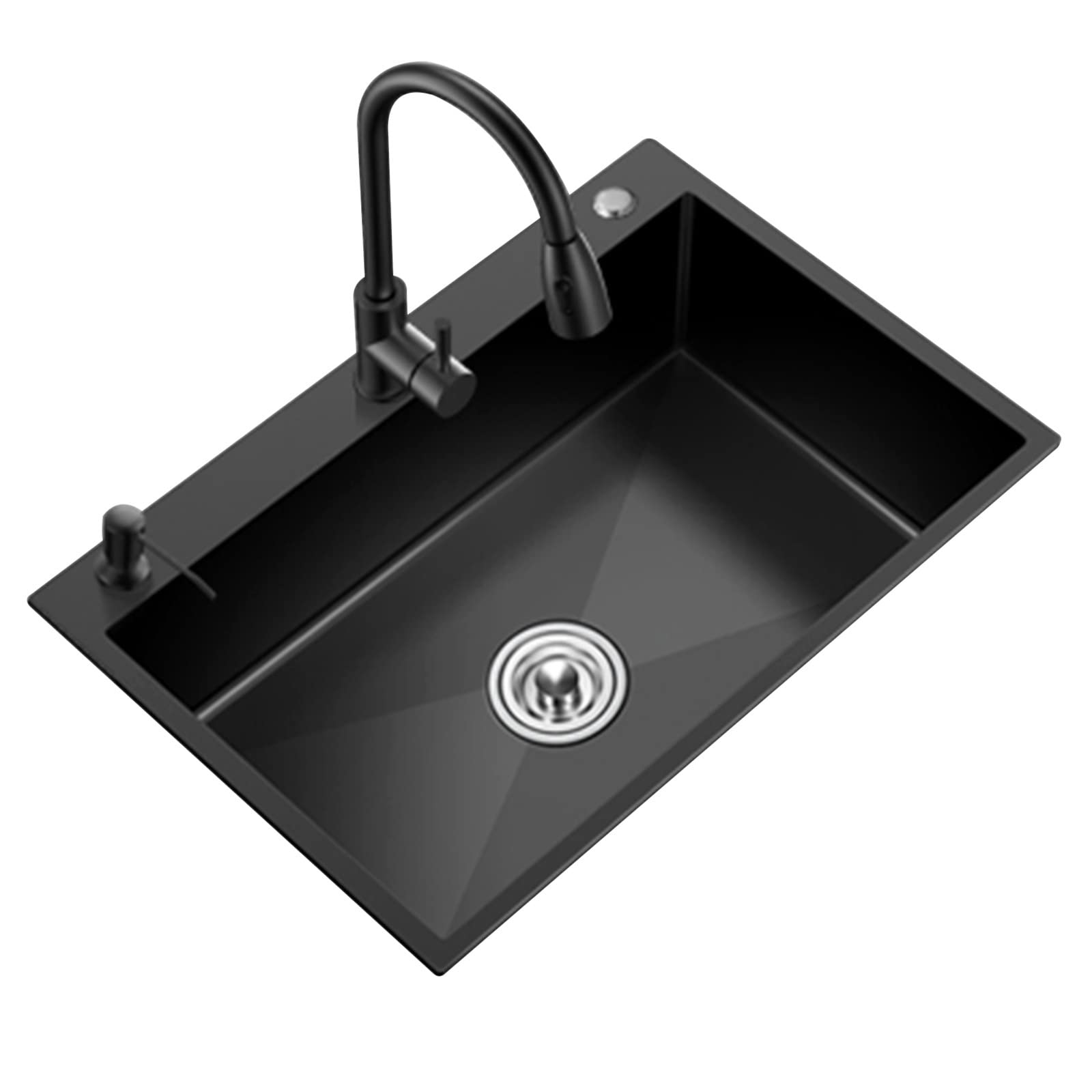 Handmade Black Nano Single Bowl Kitchen Sink with Accessories - Premium Workstation & Island Bar Sink for Modern Kitchens | Perfect for Food Prep, Dishwashing & Entertaining