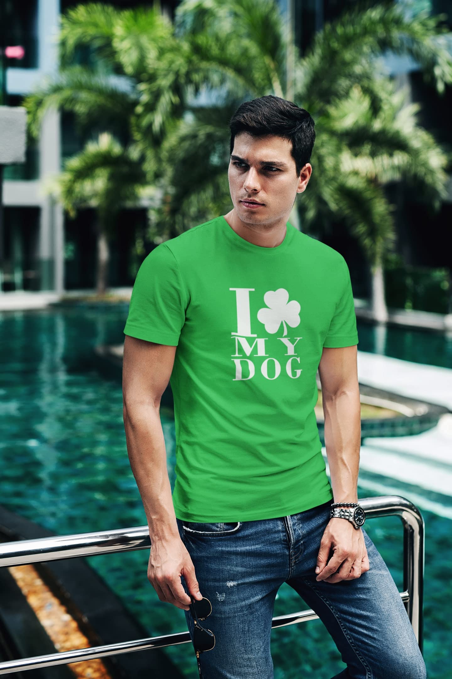 St. Patrick's Day Shamrock Love My Dog Irish Green T-Shirt for Adults | Fun Pet Lover Apparel for Irish Festivals & Dog Walks