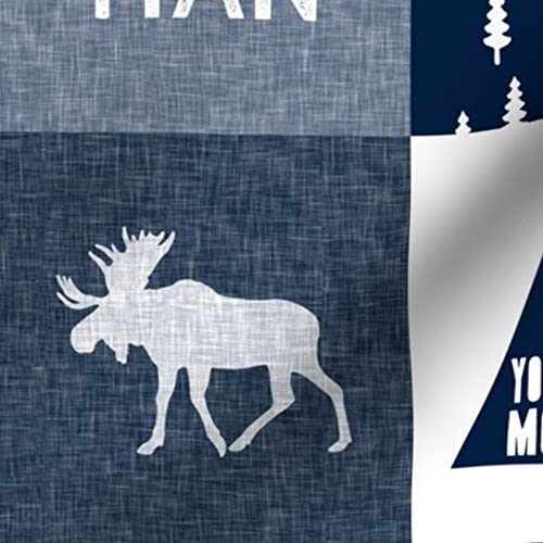 Navy Moose Little Man Printed Velvet Fabric by The Yard - Trendy Patchwork Upholstery & Apparel Material for Home Decor, Baby Clothes & DIY Crafts
