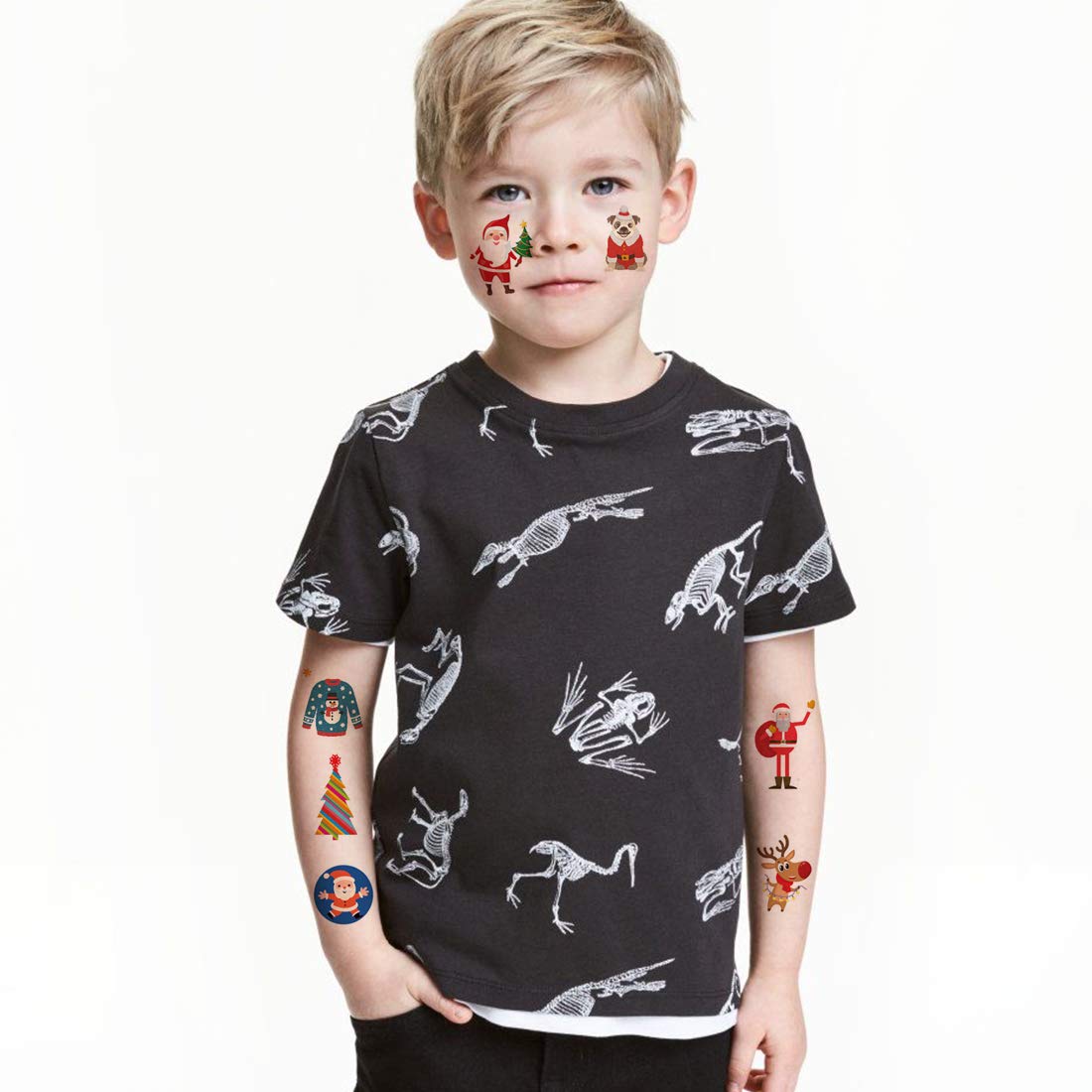Ooopsiun Christmas Temporary Tattoos for Kids - 100 Fun Holiday Tattoos | Santa, Snowman & Reindeer Designs for Christmas Party Favors, Decorations & Stocking Stuffers | Perfect for Holiday Celebrations, Classroom Activities & Gift Exchanges