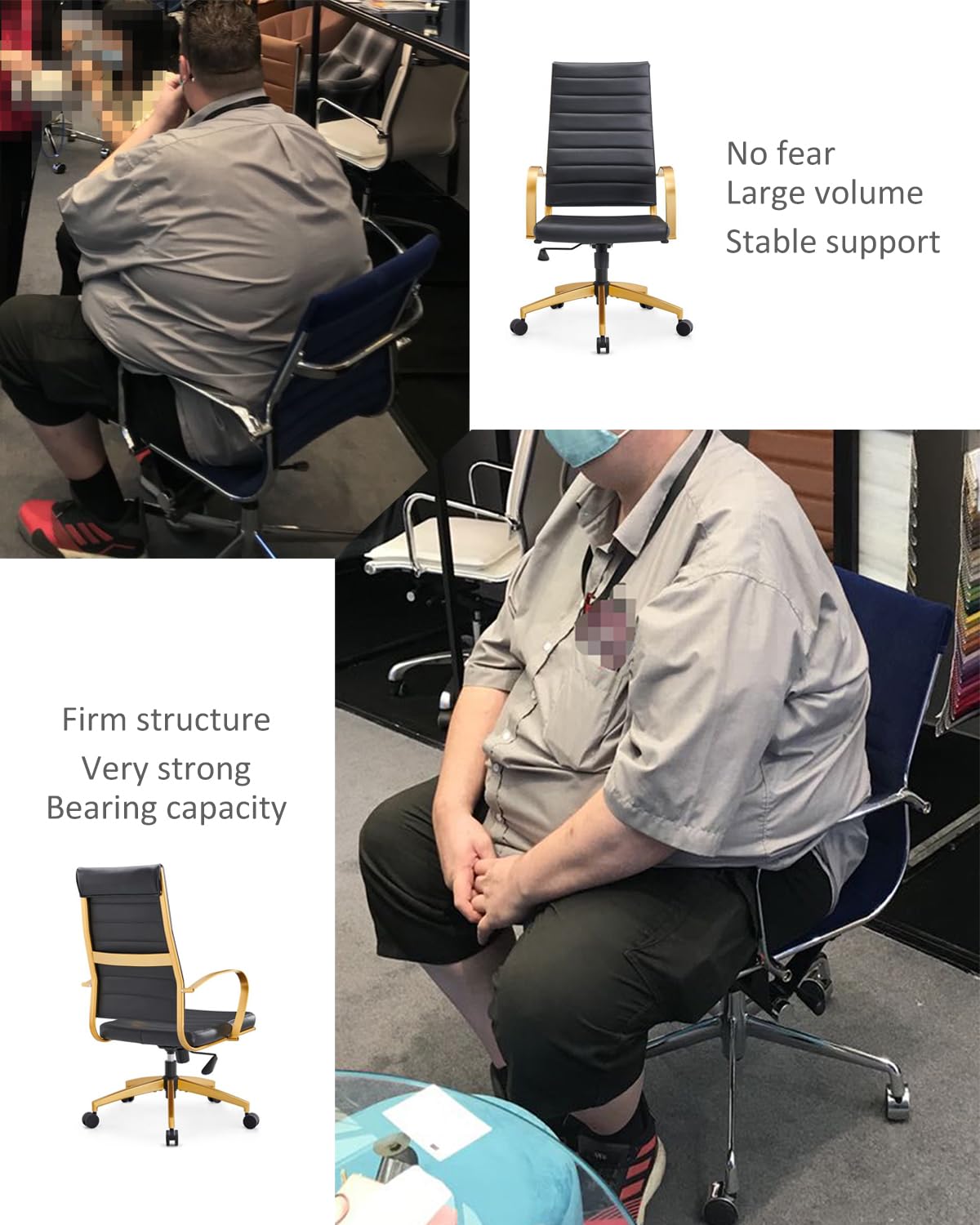 Premium Ergonomic Office Chair - High Back Gold Leather Desk Chair with Lumbar Support - Adjustable Home Office Chair for Study, Work & Gaming - Comfortable Computer Chair for Long Hours (Gold Black)