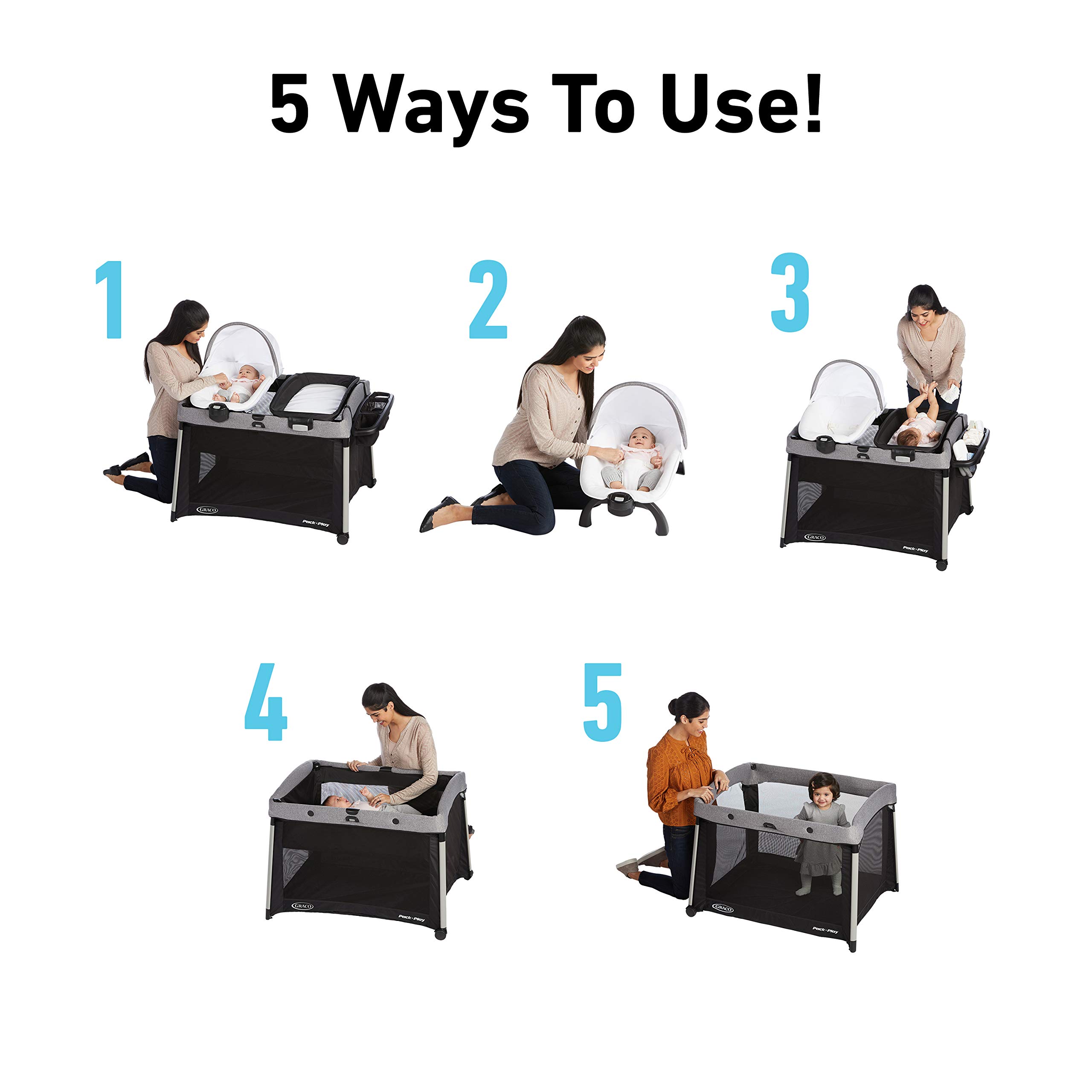 Graco Pack 'n Play FoldLite Playard - Lightweight Baby Playpen for Travel | Portable Compact Foldable Crib with Removable Mattress | Perfect for Home, Nursery & On-the-Go Parenting