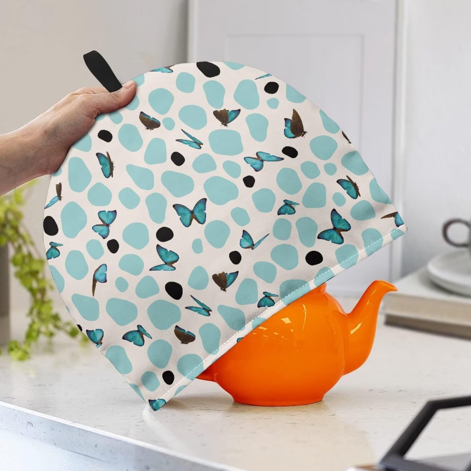 Insulated Tea Cozy Cover - Animal Print Butterfly Design Teapot Warmer for Kitchen & Home Decor | Perfect for Afternoon Tea & Coffee Time