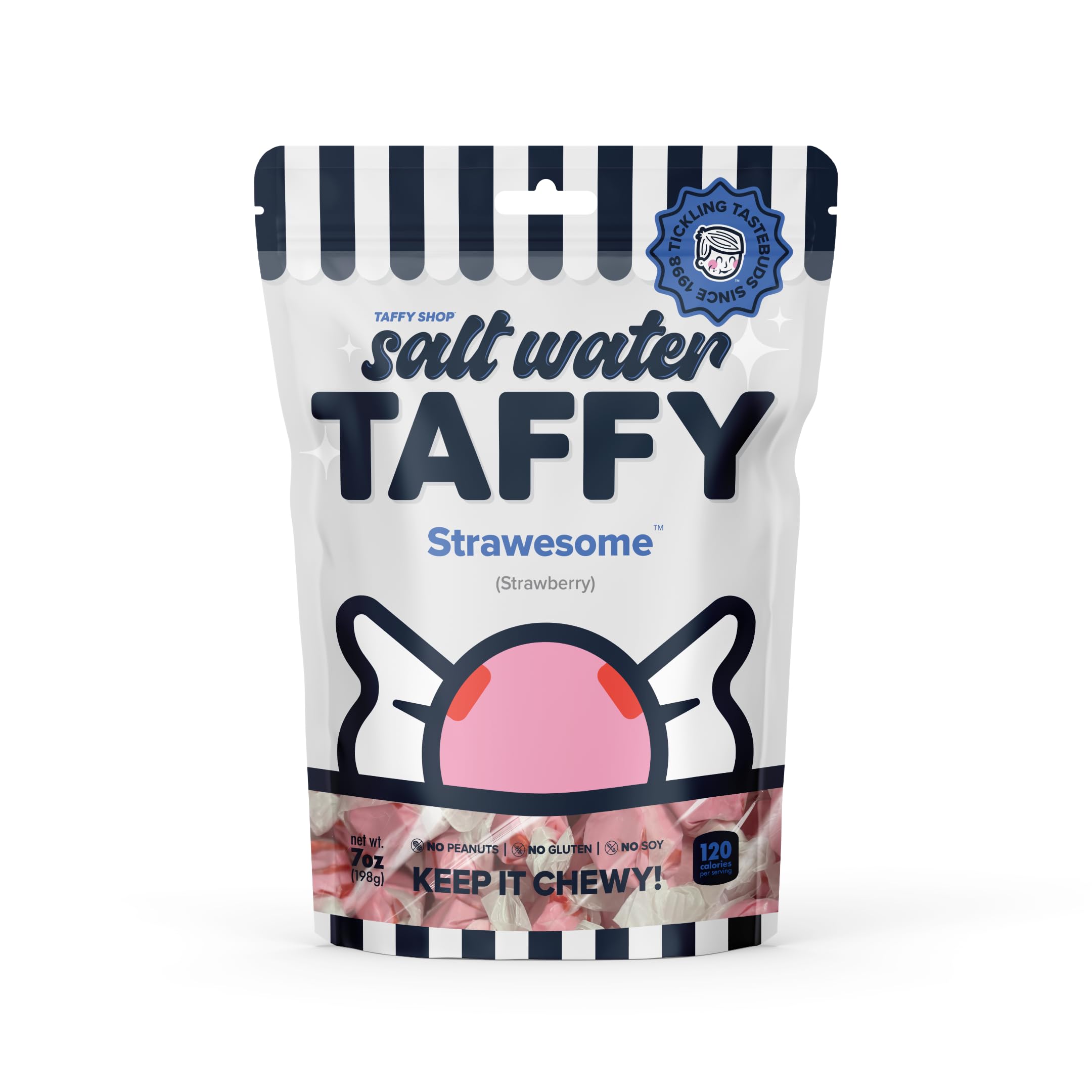 Strawberry Salt Water Taffy - Gourmet Soft Chewy Candy | Bulk Sweet Snack | Gluten-Free | 140 Individually Wrapped Pieces (32oz) | Perfect for Parties, Gifts & Office Treats