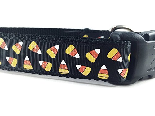 Halloween Dog Collar - Adjustable Nylon Pet Collar with Candy Corn Pattern (1