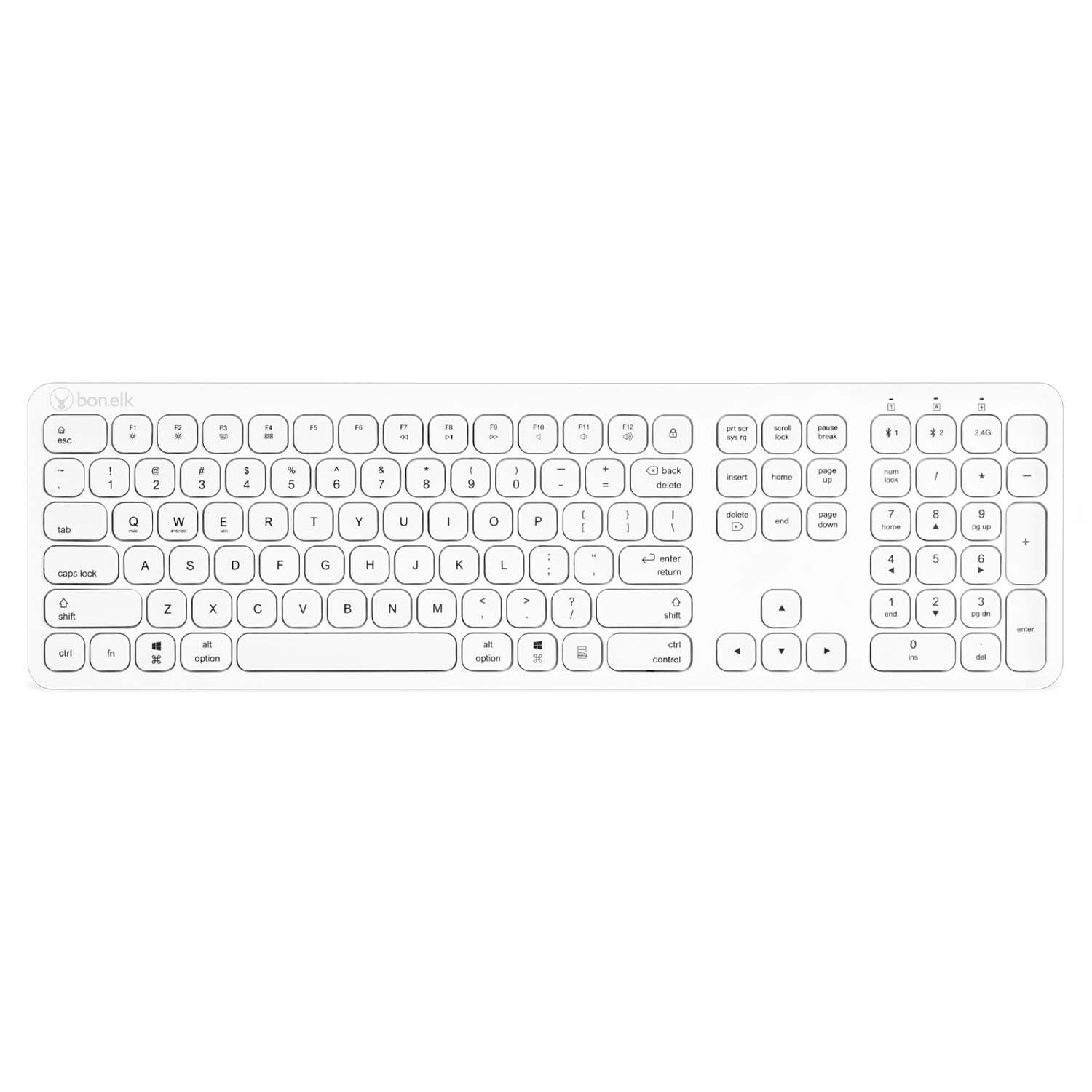 Bonelk KM 447 Slim Wireless Keyboard and Mouse Combo - Compatible with Mac, Windows, iOS & Android - White | Perfect for Home Office, Gaming & Remote Work