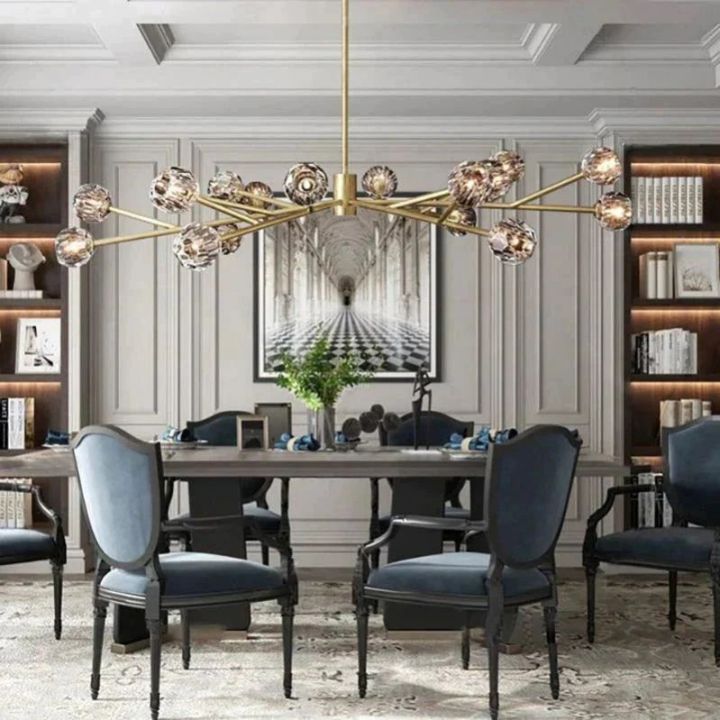 Elegant Crysball Glass Oval Chandelier - 72 Inch Modern Crystal Ceiling Light Fixture for Dining Room, Living Room, or Bedroom Lighting Decor