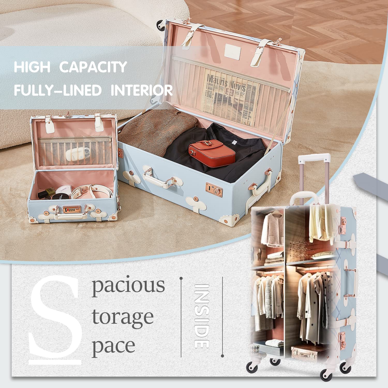 Vintage 3 Piece Suitcase Set - 26