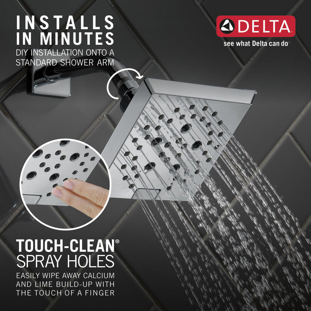Delta H2Okinetic 5-Setting Modern Angular Shower Head with Lumicoat Chrome Finish (52664 PR) - Perfect for Bathroom Upgrades and Spa-Like Showers