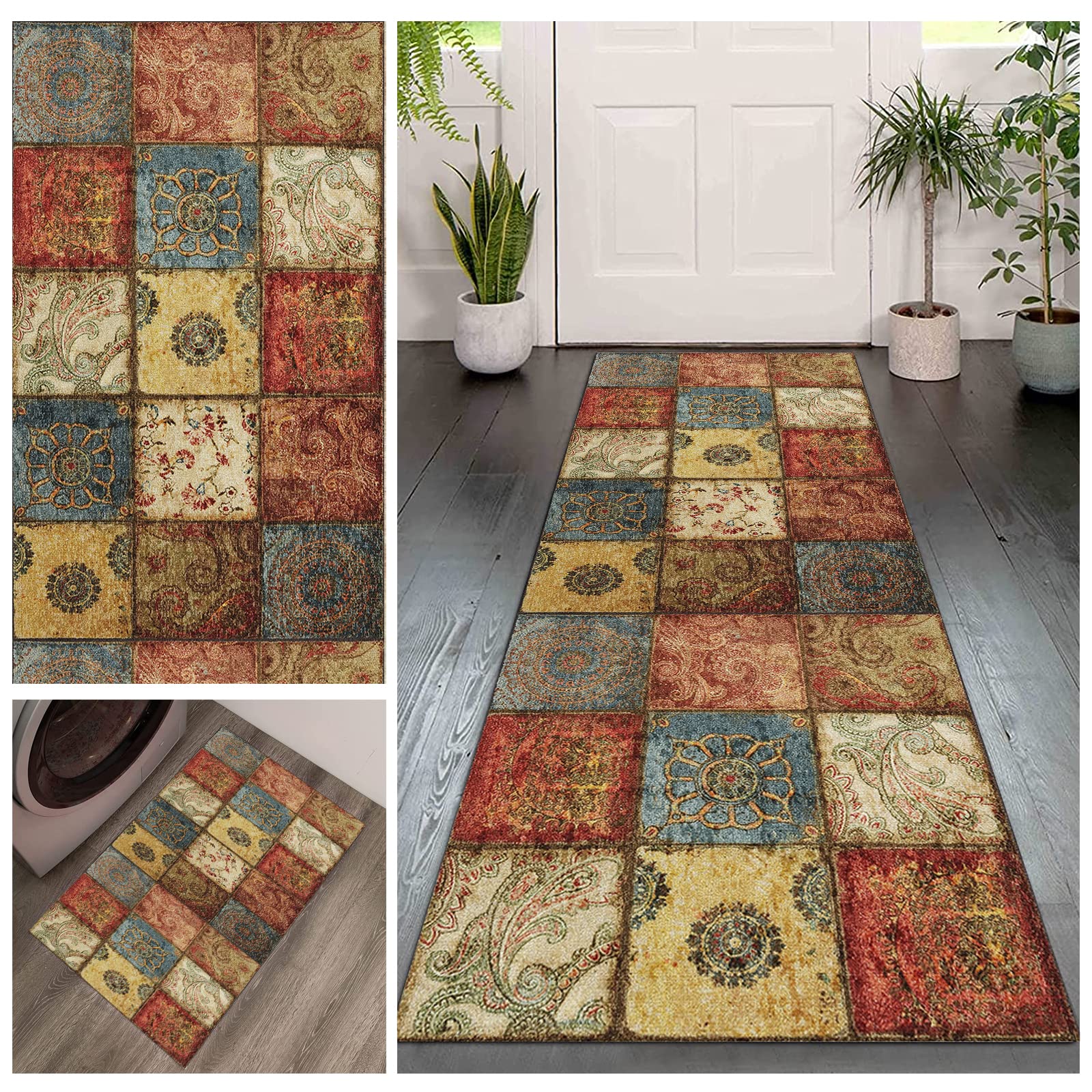 Non-Shed Washable Runner Rug for Hallways & Kitchens - Stain Resistant Machine Washable Long Carpet - Perfect for Laundry Room, Living Room, Bathroom & Entryway - Durable & Easy to Clean Home Decor