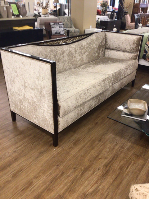 Luxury Brown & Gold Framed Fabric Sofa - Modern Upholstered Living Room Couch for Home & Office Decor | Comfortable Seating for Family Gatherings & Relaxation