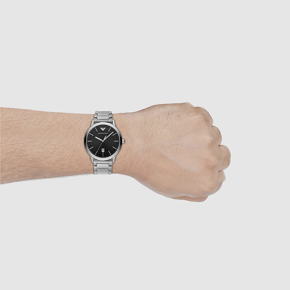 Emporio Armani Men's Stainless Steel Watch with Three-Hand Date Display - 43mm Case - Perfect for Business, Casual & Formal Occasions
